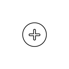 Obraz premium Circle with Plus Sign Icon in Minimalistic Style 