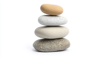Design a peaceful stone stack with gratitude symbols for World Gratitude Day, isolated on white background