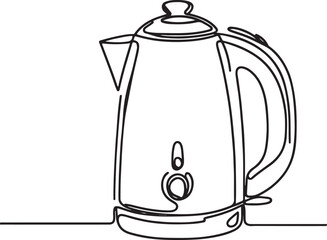 Obraz premium Modern Electric Kettle Line Drawing Vector