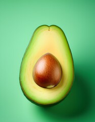 Avocado slice on Green Background