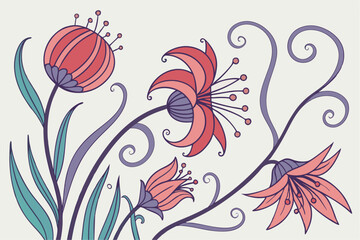 Abstract fantasy flowers illustration