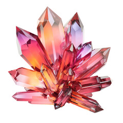 colorful crystal cluster isolated on white background