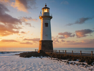 lighthouse at sunset
