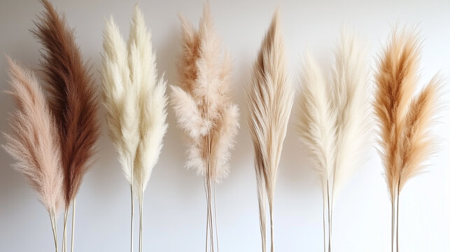Delicate pampas grass in pastel tones, boho aesthetic with organic shapes - natural elegance and serene minimalism