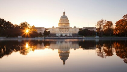 Capitol Building Sunrise Reflection