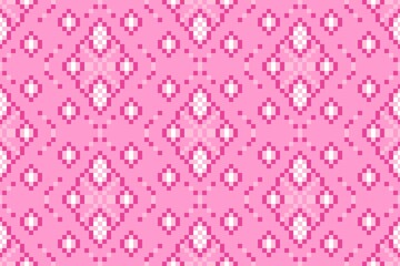 Seamless geometric fabric pixel pattern illustration.
