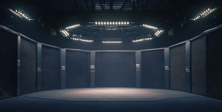 MMA Octagon Cage: An Empty Arena Ready for Combat