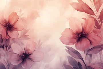 Fototapeta premium Delicate floral watercolor painting in soft pinks and lavenders.