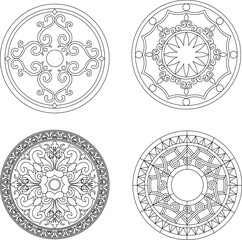 silhouette design vector illustration sketch pattern ornament circle decoration wall decoration mandala rosette abstract modern natural floral classic vintage