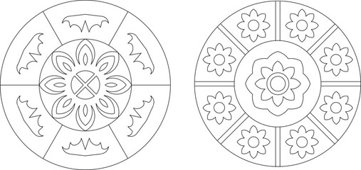 silhouette design vector illustration sketch pattern ornament decoration wall decoration mandala rosette abstract modern natural floral classic vintage