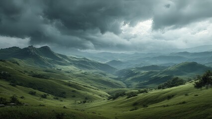 Obraz premium Expansive Meadowland Under Cloud Cover
