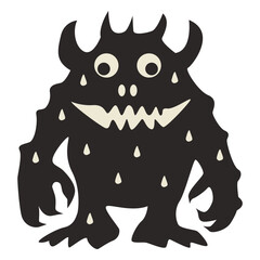 Creepy Halloween Monster Silhouette on White Background. Isolated Vector Character.