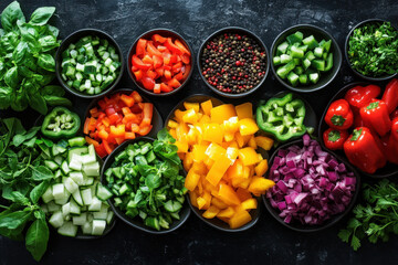 Colorful vegetables in rustic bowls on a wooden table, showcasing freshness and variety.