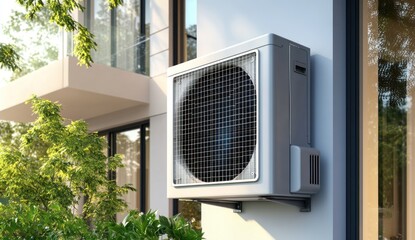 Modern Air Conditioning Unit on Residential Building