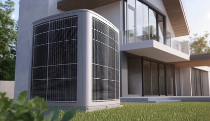 Modern Air Conditioning Unit Outside Luxury Home