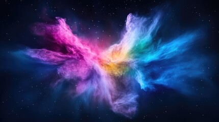 Cosmic Nebula with Stars, Vibrant Fantasy Style, High-Definition Render, Wide Landscape View, Intricate Color Blending, Celestial Expansion, Dark Space, Blue Pink Hues, Ideal for Sci-Fi Designs