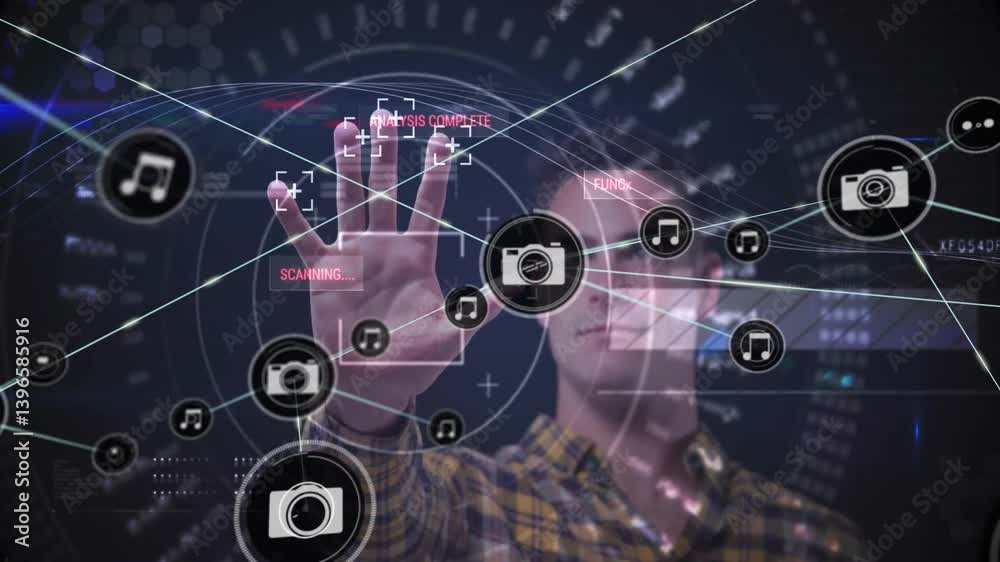 Poster interacting with animation and multimedia on digital interface in school setting
