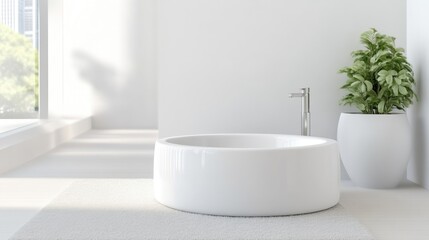 Fototapeta premium Modern, minimalist bathroom with freestanding tub