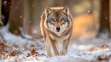 Fototapeta premium Wolf in Snowy Forest (2)