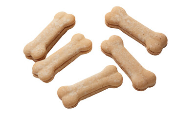 dog biscuits on white background, bone shaped