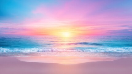 Pastel Sunset Over Serene Ocean Beach