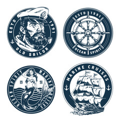 Old sailor logo designs with nautical themes