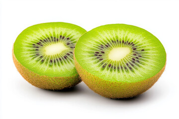 Fototapeta premium Freshly sliced kiwi fruit showcasing vibrant green flesh.