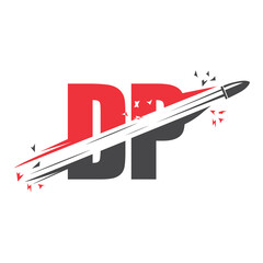 Bullet logo icon illustration vector template with letter crossing shot.