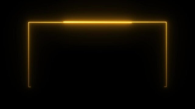 Animation of glowing neon rectangles abstract background. abstract glowing golden neon rectangle border frame. 4k animated on black background
