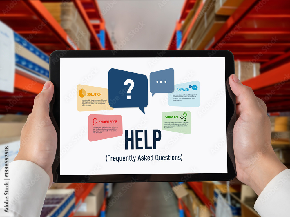 Poster help screen on the website provide answer to faq frequently asked question snugly with knowledge inf