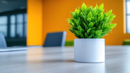 Vibrant Office Plant on Modern Table