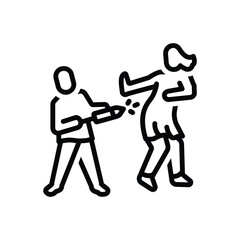 Black line icon for holi playing lover