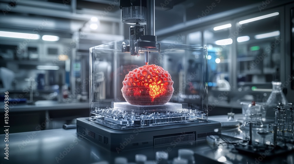 Aufkleber Futuristic bioprinter technology revolutionizing medicine in modern labs with cutting-edge 3d printing techniques