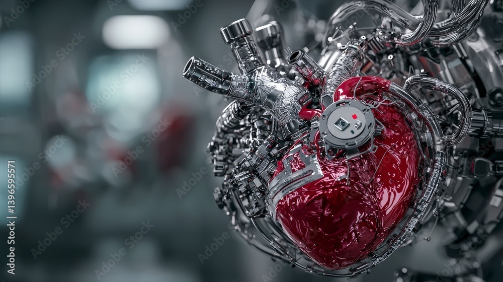 Aufkleber futuristic heart design high-tech digital art and innovation in an advanced laboratory environment