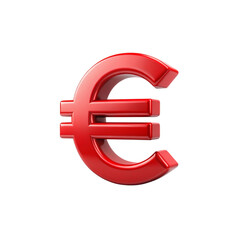 Fototapeta premium Red Euro Symbol on transparent Background Symbolizing Finance and Economy
