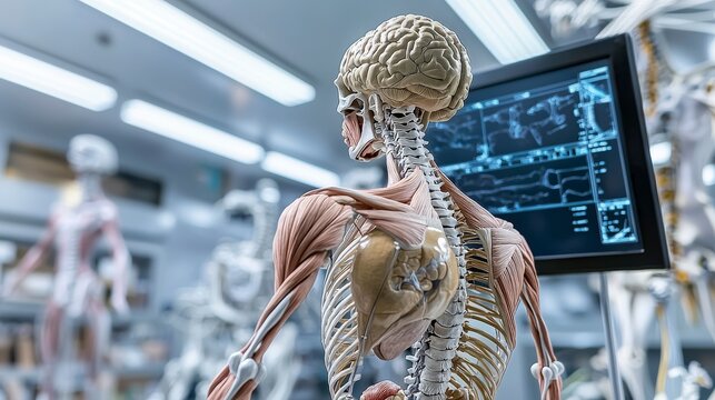 Anatomy exploration event human body model in science lab high-definition photography educational environment - Powered by Adobe