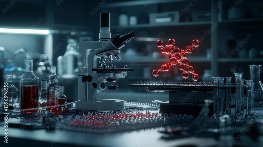 Poster Advanced genetic engineering techniques in modern labs high-tech research in close-up view
