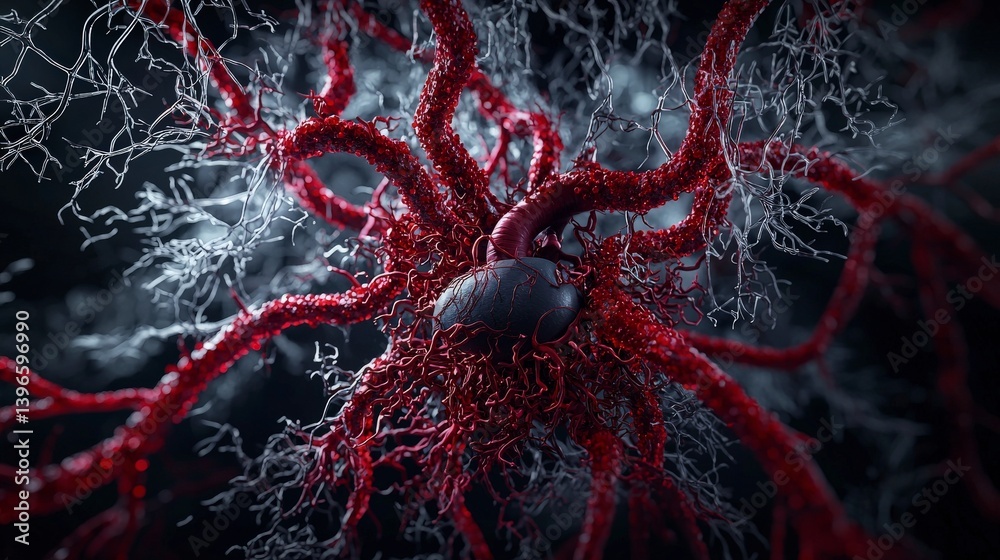 Poster Exploring the circulatory system detailed anatomy visualization medical science digital graphics abstract view