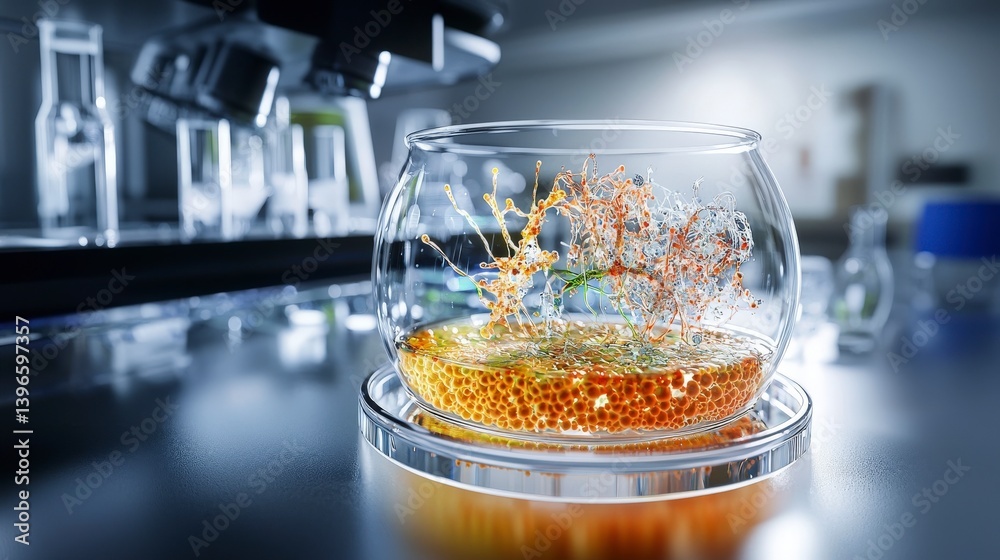 Poster cell culture experimentation in modern laboratory setting scientific observations high-tech environm