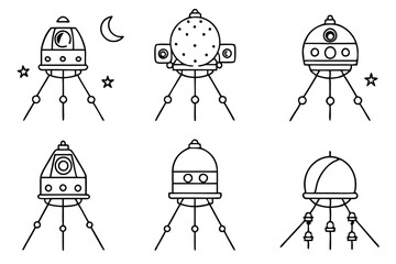  Lunar lander line art artwork with detailed features © Rony