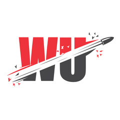 Bullet logo icon illustration vector template with letter crossing shot.