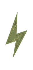 Bold abstract lightning icon. A striking symbol of energy and power. This modern element features a grunge texture, perfect for y2k designs, contemporary art, or graphic projects. © Moonnoon