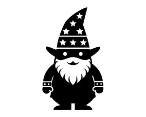 4th of July Gnome Vector & SVG Icon, Gnome silhouette Vector Design