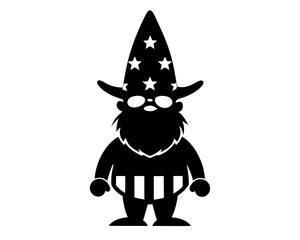 4th of July Gnome Vector & SVG Icon, Gnome silhouette Vector Design