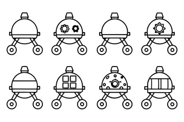 Lunar lander line art sketch with fine details