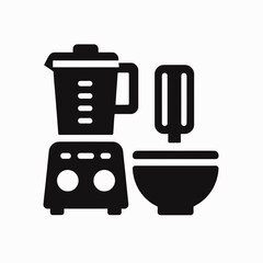 Fototapeta premium very simple flat and single minimalist Food Processor Button Silhouettes in black on a white background 