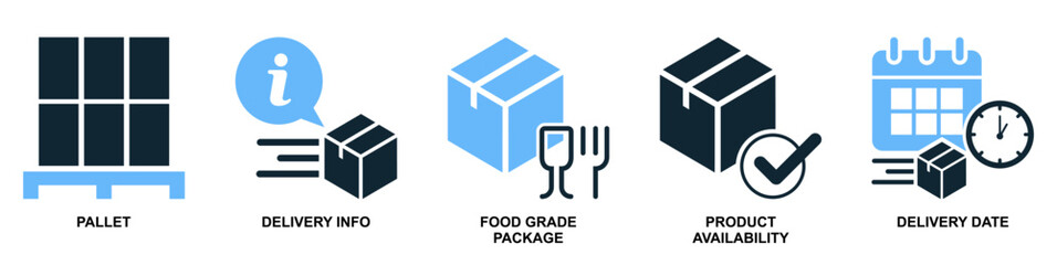 Set of delivery icon vector. Collection symbol for shipping, courier, transport, logistics, cargo. Ideal for app, website, infographic, and service design. Simple vector illustration.	