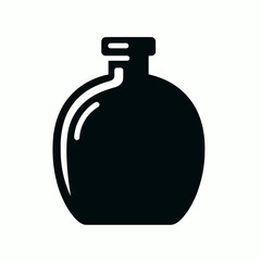  very simple flat and single minimalist Flask Neck Silhouette in black on a white background 