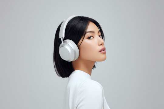 Young woman with headphones on 