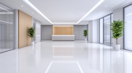 Fototapeta premium Modern Minimalist Office Lobby Interior Design
